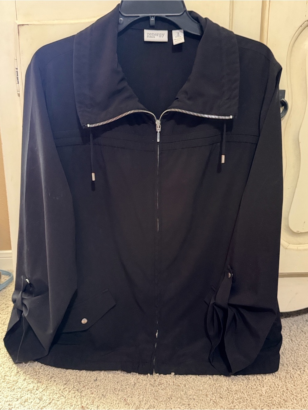 Chico's Black Zip-Front Track Jacket